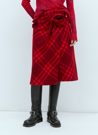 Burberry Check Wool Skirt Red bur0254011