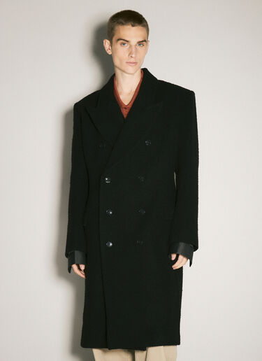 Martine Rose Double-Breasted Shirt Overcoat Black mtr0158007