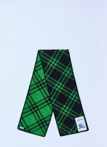 Burberry Check Wool Scarf Green bur0159024