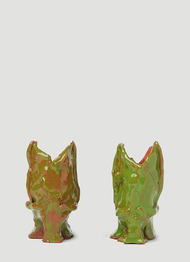 LA WALKER Set of Two Cowboy Boots Candle Holders Green law0348009