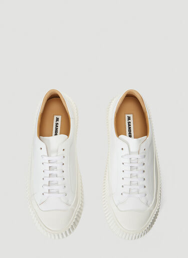 Jil Sander Ribbed-Sole Leather Sneakers White jil0239023