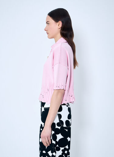 Marni Distressed Knit Polo Shirt Pink mni0259010