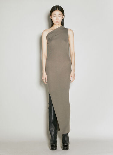 Rick Owens Wool Knit Maxi Dress Grey ric0255007