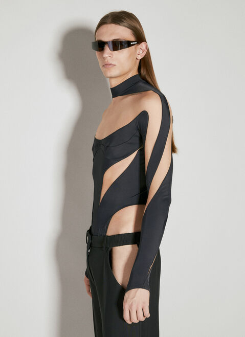 Mugler イリュージョン ネックラインボディスーツ ブラック mug0154001