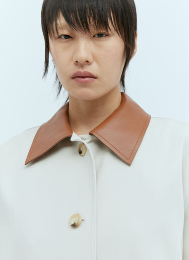 Leather Collar Cotton-Bar Jacket TOTEME Leather Collar Cotton-Bar Jacket White tot0256014