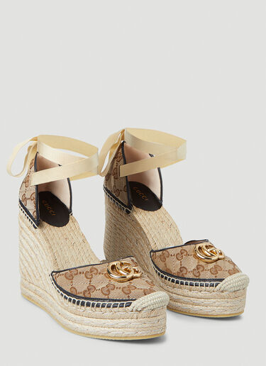 Gucci GG Supreme Espadrille Wedges Brown guc0245080