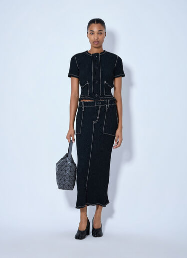 LN-CC® - Issey Miyake: Wavelet Ensemble Midi Skirt - Black Issey Miyake Wavelet Ensemble Midi Skirt Black ism0264012