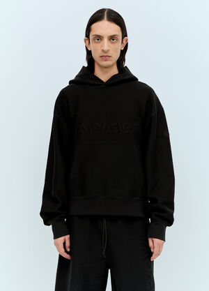 Moncler Raised Logo Hooded Sweatshirt Black mon0156012