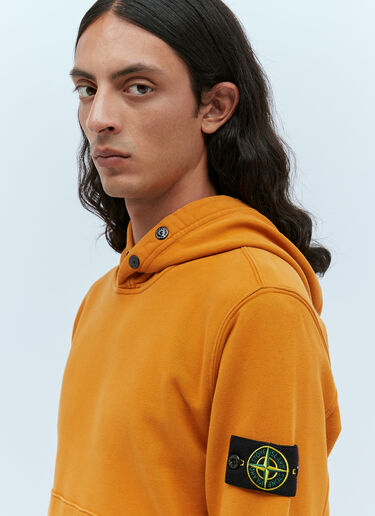 Stone Island Hooded Compass Patch Sweatshirt Orange sto0154054