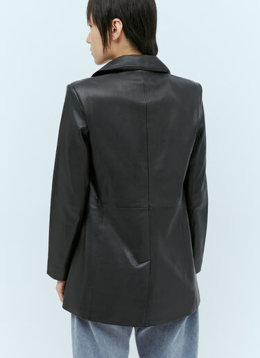 St. Agni Long Leather Blazer Black sta0255005