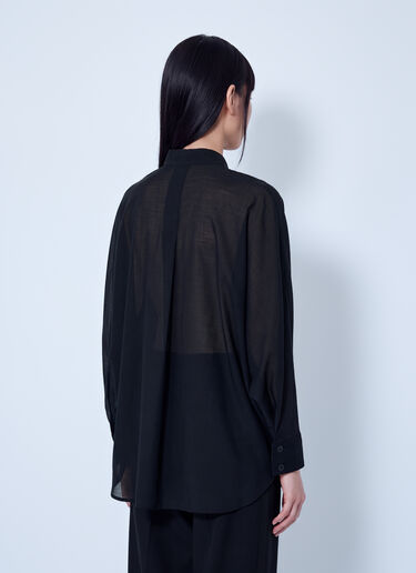 LN-CC® - Issey Miyake: Sheer Wool Shirt - Black Issey Miyake Sheer Wool Shirt Black ism0265004
