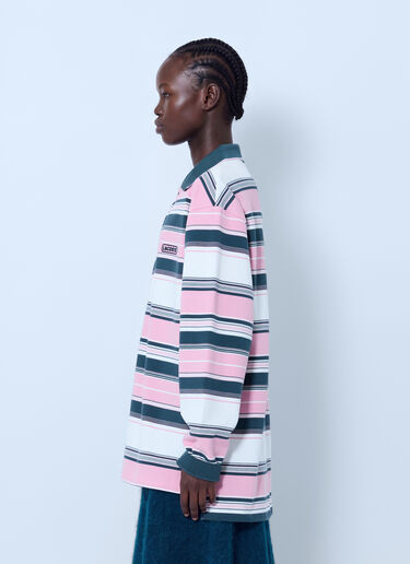 Lacoste Runway Loose Fit Striped Piqué Polo Shirt Pink lac0366001