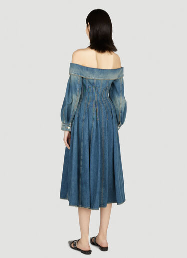 Alexander McQueen Sculpted Denim Dress Blue amq0251088