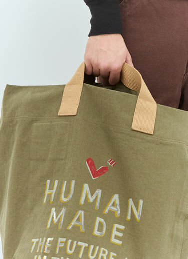 Human Made Logo Print Tote Bag Green hmd0158008