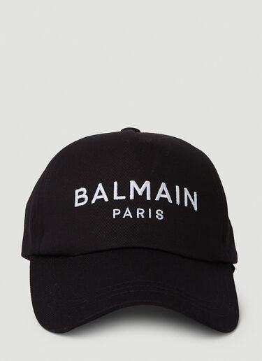 Balmain 로고 자수 베이스볼 캡 Black bln0151050