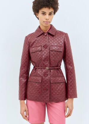 Gucci Interlocking G Leather Jacket Red guc0258008