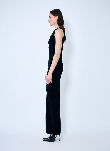 Alexander Wang Ruched Wide V Neck Maxi Dress Black awg0259009