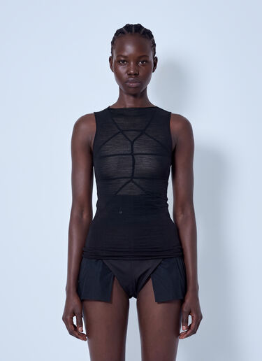LN-CC® - Rick Owens: Sheer Panelled Top - Black Rick Owens Sheer Panelled Top Black ric0266002