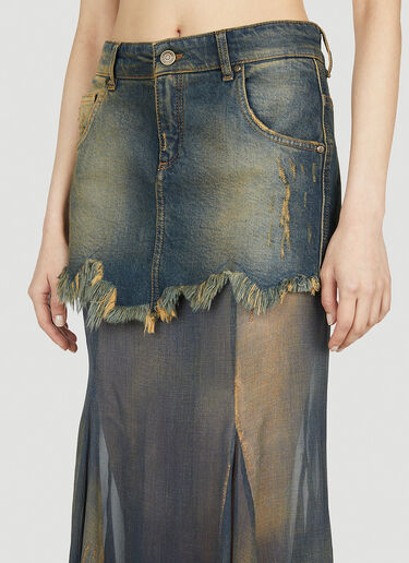 Blumarine Denim Chiffon Skirt Dark Blue blm0252032