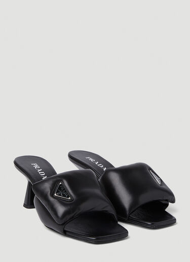 Prada Padded Heeled Mules Black pra0252047