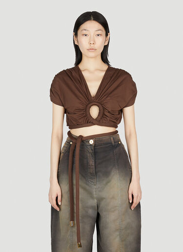 Knotted Cropped Top Balmain Knotted Cropped Top Brown bln0252003