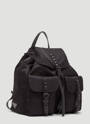 Prada New Vela Nylon Stud Backpack Black pra0233045