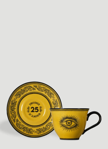 Gucci Set of Two Star Eye Coffee Cups with Saucers Yellow wps0690089