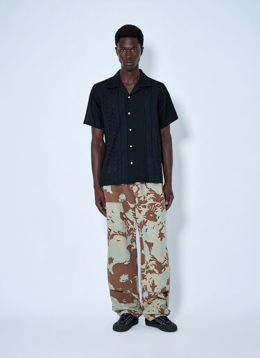 LN-CC® - NOMARHYTHM TEXTILE: Lace Patchwork Shirt - Black NOMARHYTHM TEXTILE Lace Patchwork Shirt Black nom0164004