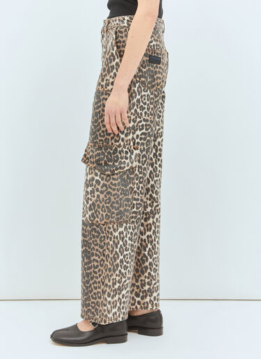 GANNI Angi Leopard Print Jeans Brown gan0258082