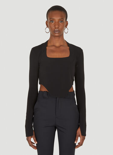 Ambush Cropped Asymmetric Hem Top Black amb0248003