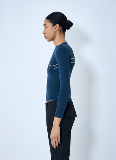 Balenciaga Star Embroidered Ribbed Top Navy bal0263003