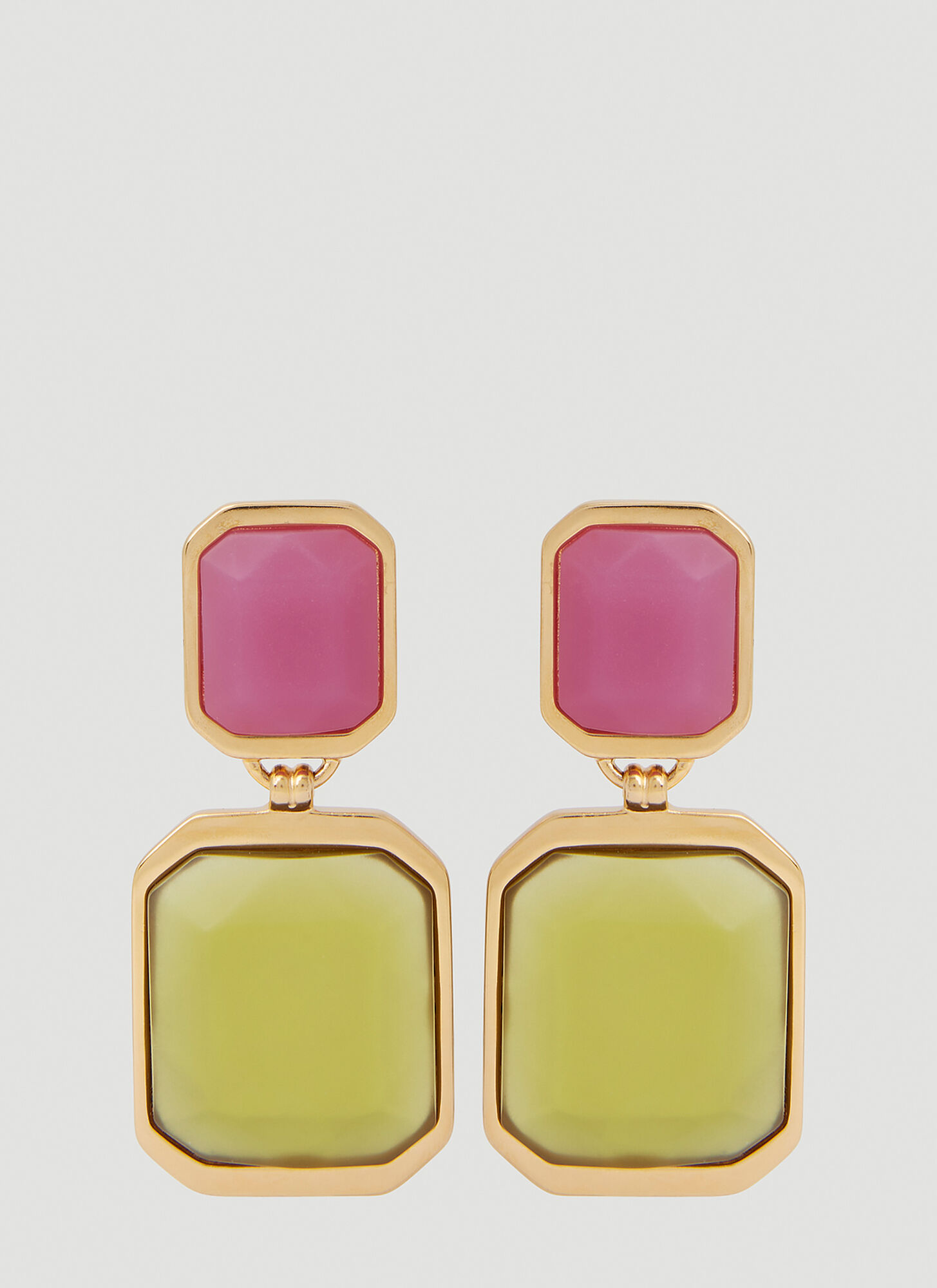 Saint Laurent Octagon Earrings In Pink