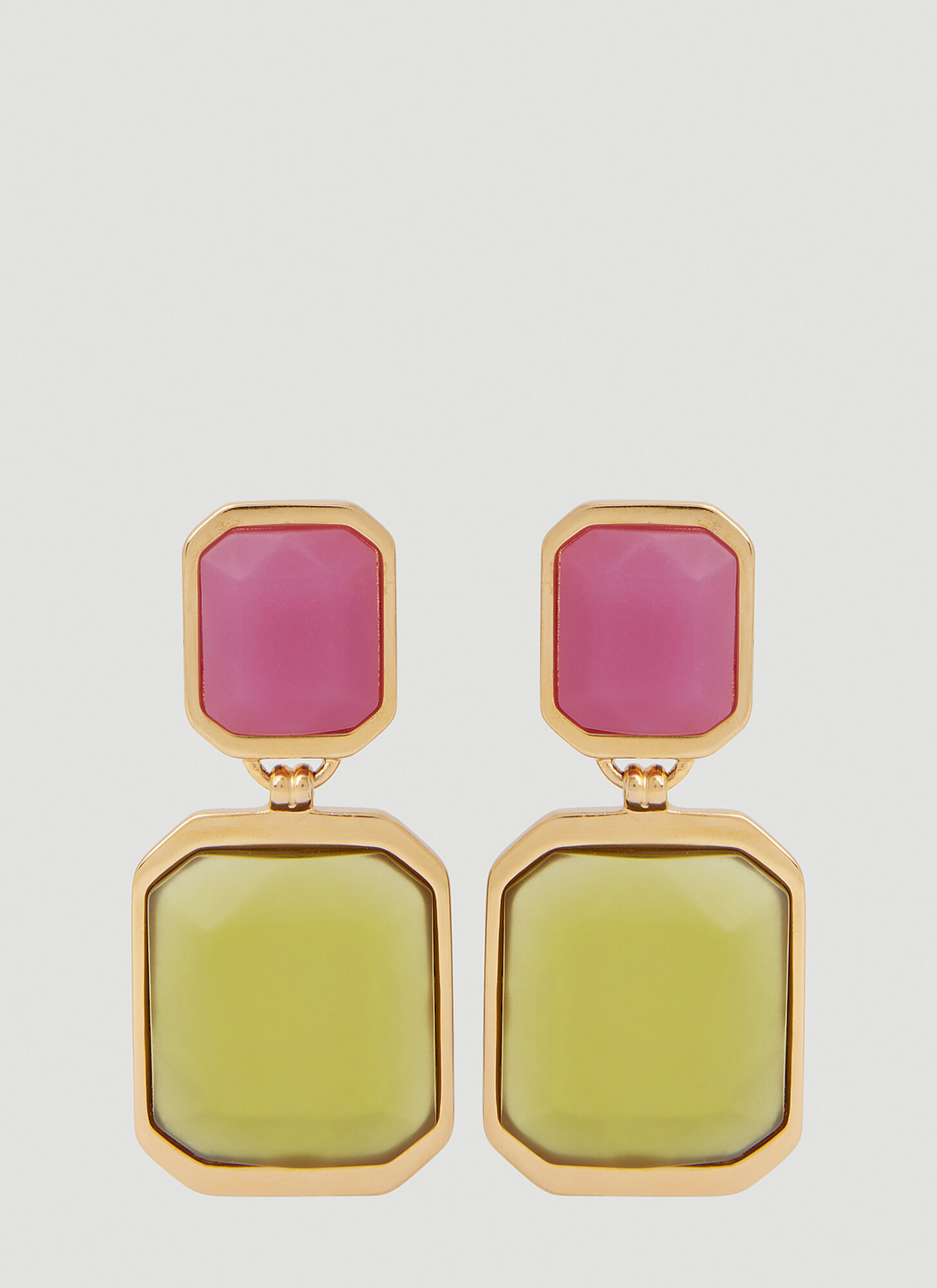 Shop Saint Laurent Octagon Earrings In Pink