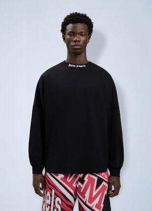 Palm Angels Classic Logo Long-Sleeved Over T-Shirt Black pma0164064