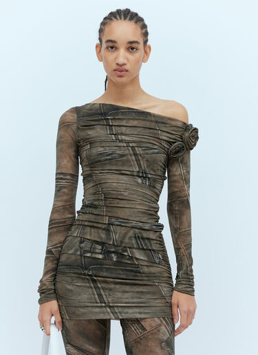 Blumarine 개더 미디 드레스 그린 blm0254002