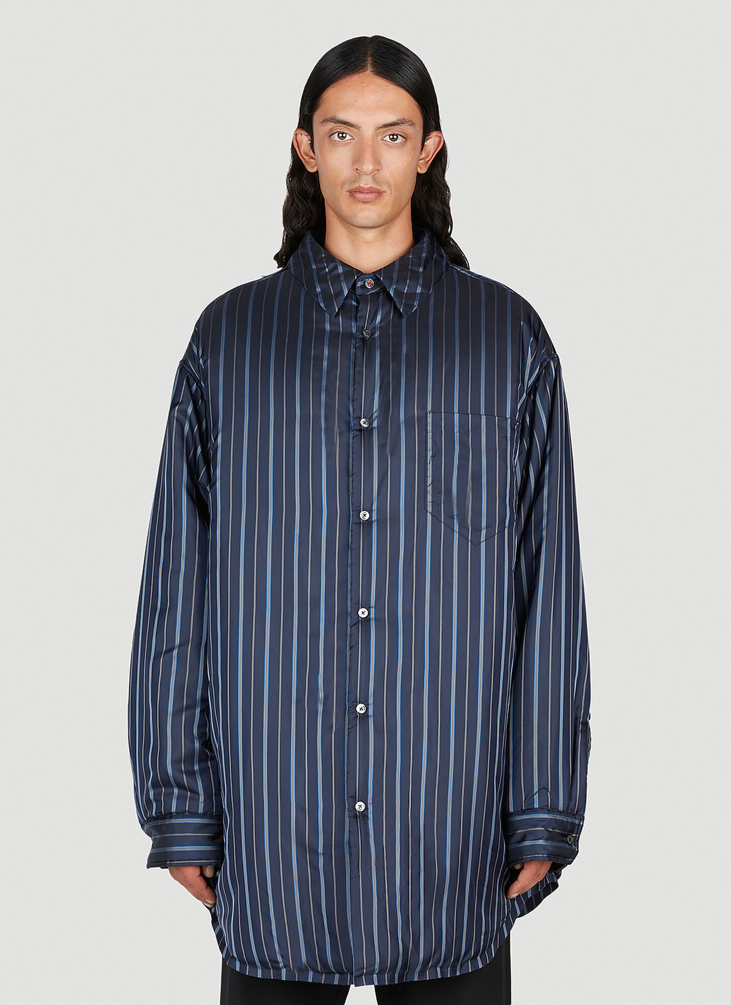 Shop Maison Margiela Padded Shirt In Navy