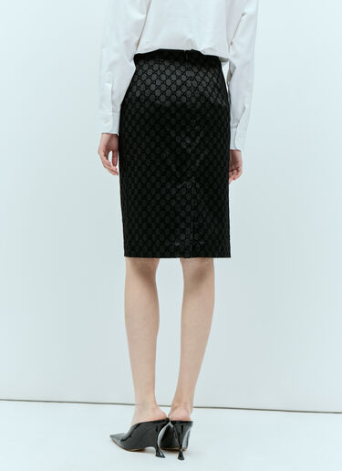 Gucci GG 프린트 실크 더체스 스커트  블랙 guc0255184
