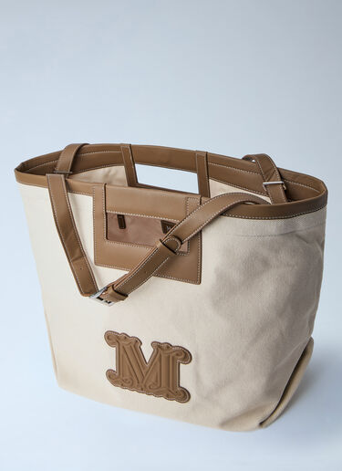 Max Mara Canvas Tote with Leather Accents Beige max0264067