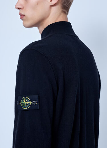 LN-CC® - Stone Island: Zip-Up Knit Cardigan - Black Stone Island Zip-Up Knit Cardigan Black sto0165049