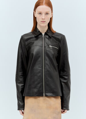 Sportmax 나파 가죽 재킷 블랙 spx0255007