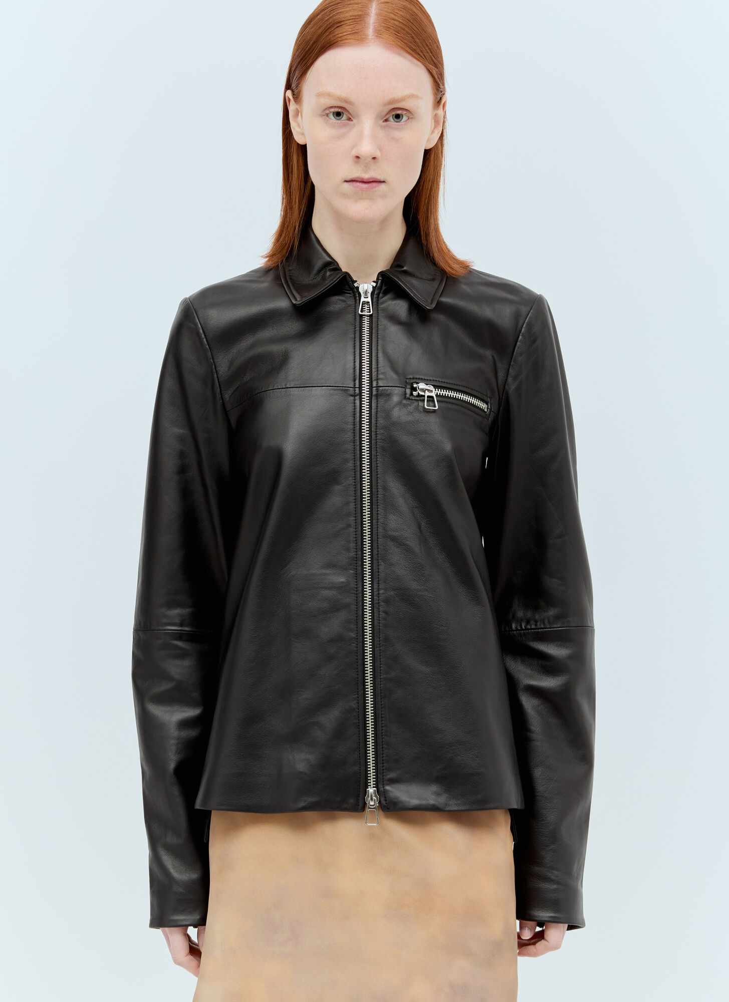 Shop Sportmax Nappa Leather Jacket In Black