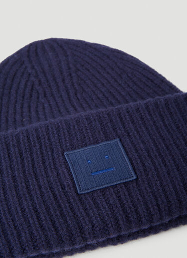 Acne Studios Face Patch Beanie Hat Navy acn0353012