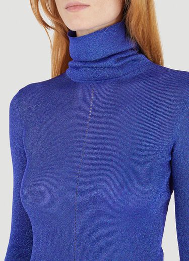 Saint Laurent Metallic Knit Top Blue sla0246010