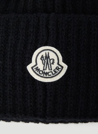7 Moncler Fragment Logo Patch Beanie Hat Black mfr0354002