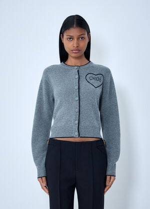 Chloé Logo Motif Cardigan Grey chl0263034