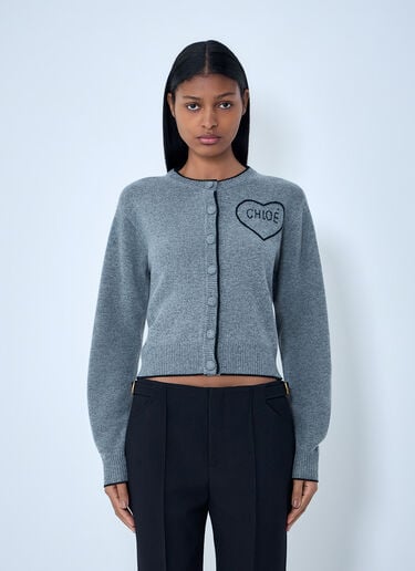 Chloé Logo Motif Cardigan Grey chl0263034