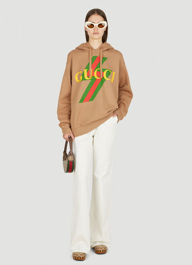 Gucci 로고 프린트 후드 스웨트 셔츠 브라운 guc0251061
