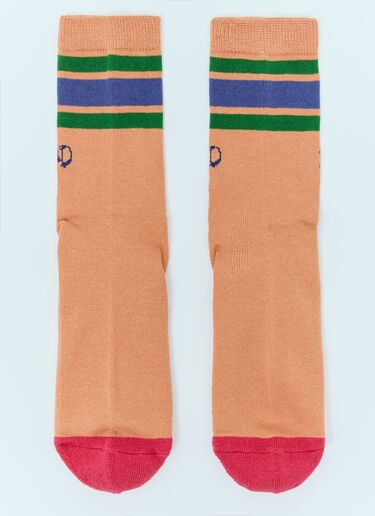 Brain Dead Logo Striped Quarter Socks Orange bra0156009