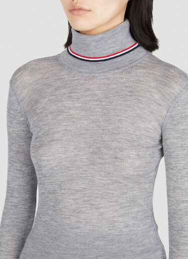 Thom Browne ファインニット・ロールネック・ウール・セーター グレー thb0253010