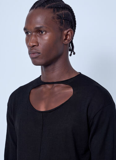 LN-CC® - Rick Owens: Cut-Out Detail Sweater - Black Rick Owens Cut-Out Detail Sweater Black ric0165042